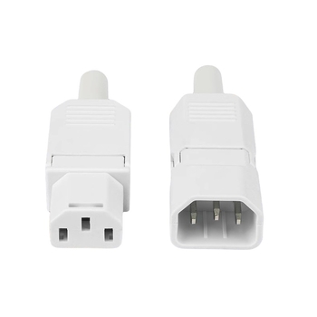 Csavarmentes terminálú hálózati dugaszoló pár, fehér, 10A 250V, 3-tűs, 3 vezető
