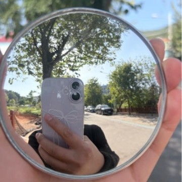 Malo okruglo putno ogledalo za fotografiju, ručno izrađen alat za check-in, HD konveksno ogledalo, vanjska širokokutna rekvizita za fotografiranje, auto ogledalo