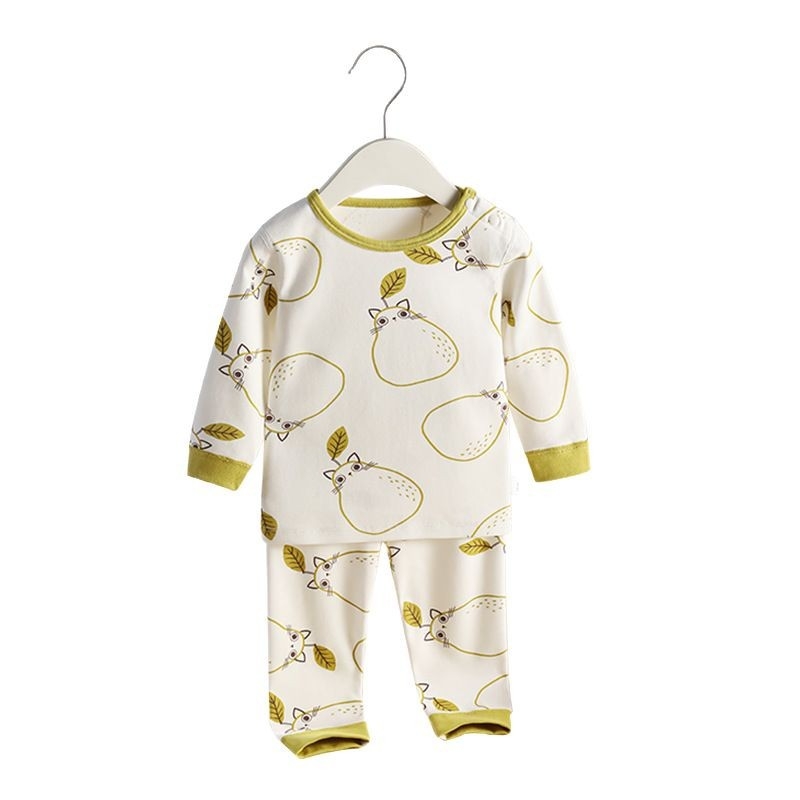 Dječji set od 100% pamuka, nježan na koži, za proljeće i jesen, dvodjelni, unisex, s motivom crtanih likova, gornji dio s dugim rukavima i kratke hlače