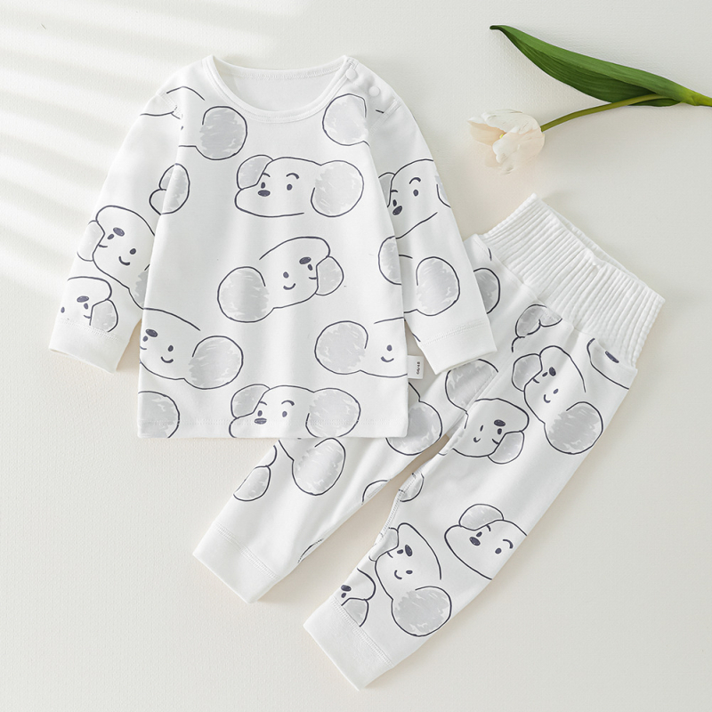 Dječji set od 100% pamuka, nježan na koži, za proljeće i jesen, dvodjelni, unisex, s motivom crtanih likova, gornji dio s dugim rukavima i kratke hlače