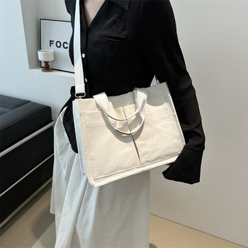 Platnena Tote torba s velikim kapacitetom, za rameno ili crossbody, studentski stil, magnetsko zatvaranje