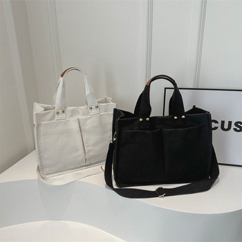 Platnena Tote torba s velikim kapacitetom, za rameno ili crossbody, studentski stil, magnetsko zatvaranje