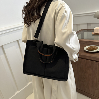 Platnena Tote torba s velikim kapacitetom, za rameno ili crossbody, studentski stil, magnetsko zatvaranje