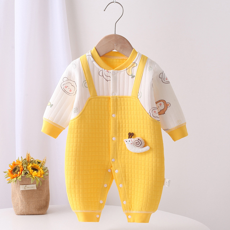 Unisex novorođenče jednodijelni overál s podstavom, topao, dugih rukava, jesen-zima, crtani motiv
