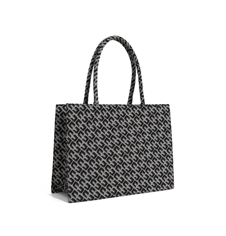 Ženska platnena torbica s jacquard uzorkom, vintage stil, veliki kapacitet