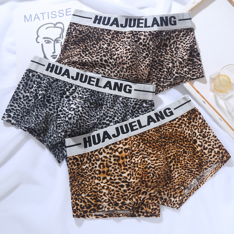 Muške bokserice s leopard uzorkom, dvostruka sloja, pamuk, moderan stil za mlade muškarce
