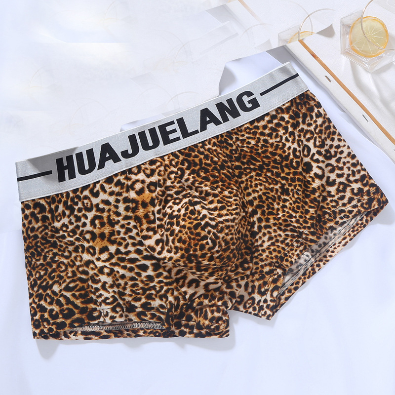 Muške bokserice s leopard uzorkom, dvostruka sloja, pamuk, moderan stil za mlade muškarce