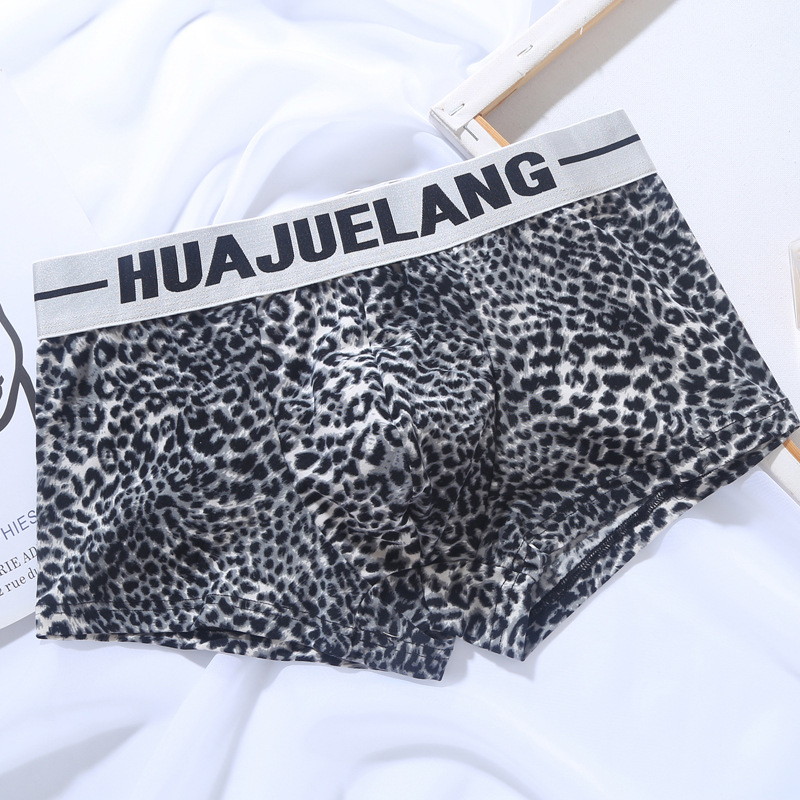 Muške bokserice s leopard uzorkom, dvostruka sloja, pamuk, moderan stil za mlade muškarce