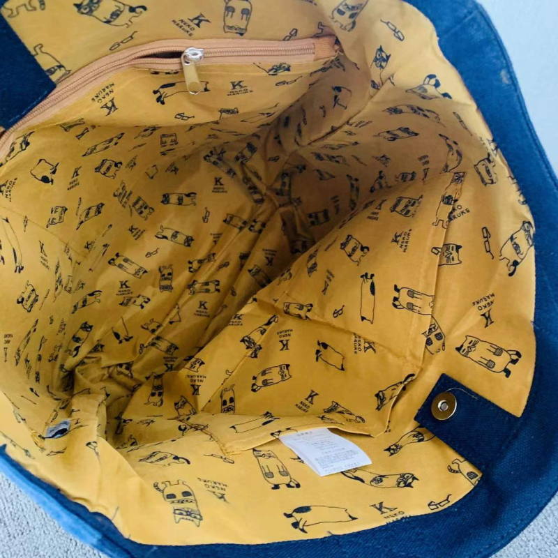 Embroidirana platnena torba za rame s motivom mačke – velika svakodnevna torba s unutarnjim džepovima