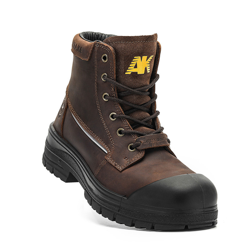 Pantofi de protecție pentru bărbați, încălțăminte de lucru cu protecție la șoc și perforare, rezistenți la abraziune, antiderapante, din piele Crazy Horse nubuk, vârf din fibră de sticlă