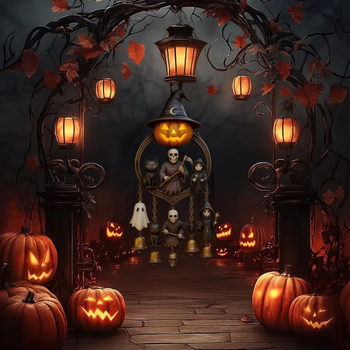 Gotički zvončić za Halloween s motivom tikve i duha – žetelac smrti