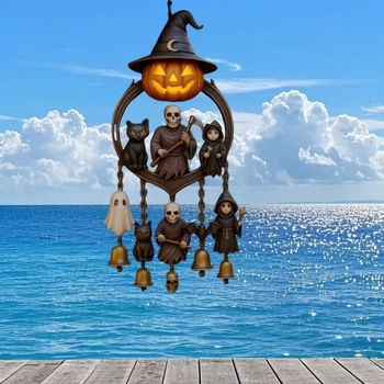 Gotički zvončić za Halloween s motivom tikve i duha – žetelac smrti