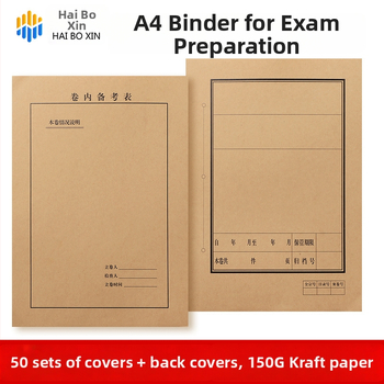 Haiboxin A4 obal na dokumenty z kraft papiera na viazanie, rozmery 212×299 mm, 50 súprav ZC6209
