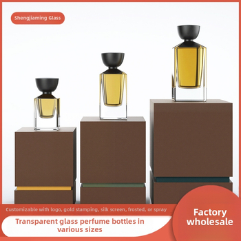 Négyzet alakú üvegparfümösüveg vastag alappal, pumpás permetező, átlátszó utántöltő üveg, bőrkezelési mintákhoz, 100 ml / 50 ml / 30 ml