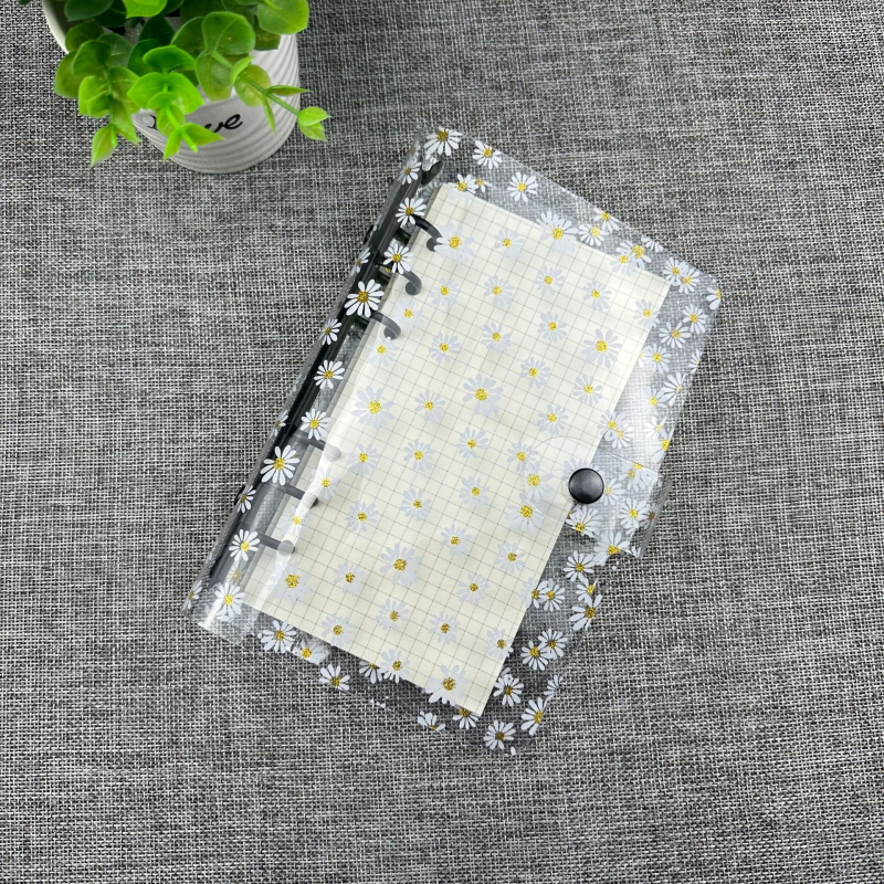 A6 binder s prozirnim PVC omotom, motiv tratinčice, inspiriran japanskim i korejskim stilom
