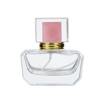 30 ml-es üres üveg parfümhöz, négyszögletes, vastag aljú, átlátszó kozmetikai csomagolóüveg pumpás permetezővel