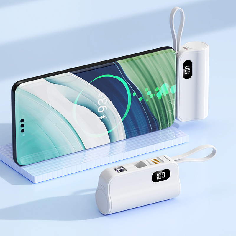 Зарядна банка с капсулен дизайн, 5000mAh, с два порта, компактна и преносима