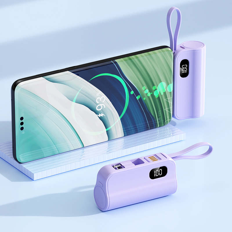 Зарядна банка с капсулен дизайн, 5000mAh, с два порта, компактна и преносима