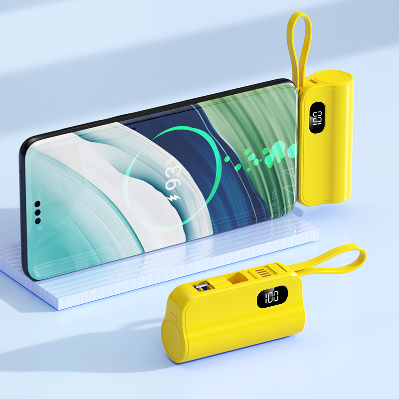 Зарядна банка с капсулен дизайн, 5000mAh, с два порта, компактна и преносима