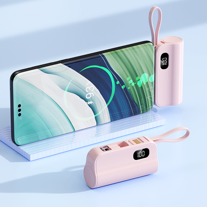 Зарядна банка с капсулен дизайн, 5000mAh, с два порта, компактна и преносима
