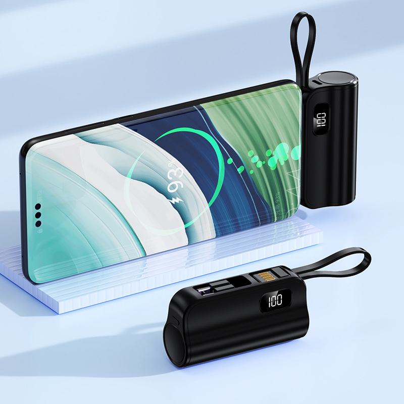 Зарядна банка с капсулен дизайн, 5000mAh, с два порта, компактна и преносима