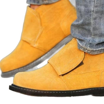 Pantofi de protecție pentru muncă cu talpă nubuk, rezistenți la temperaturi înalte, vârf din oțel, antișoc și anti-perforație, rezistenți la abraziune, antifrânare, pentru sudură
