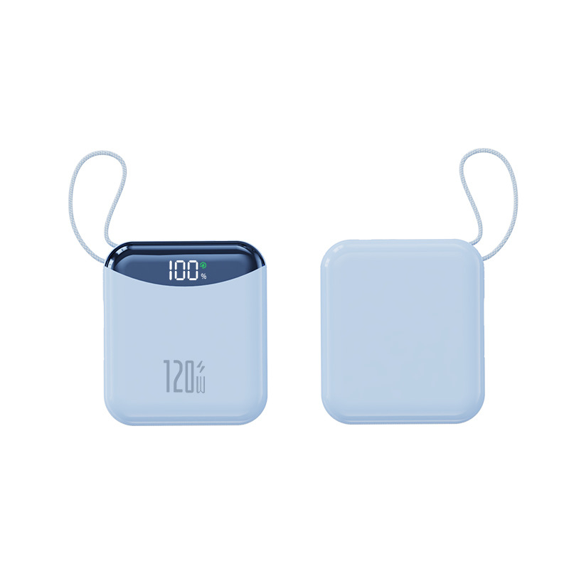 Нов 3C сертифициран 120W супер бързо зареждане пауърбанк, 20000mAh с вграден кабел и голям капацитет