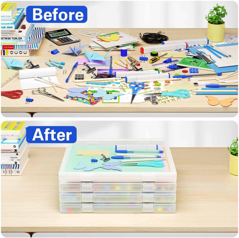 12x12 kvadratna kutija za dokumente, scrapbooking i papirne projekte — prozirni stolni organizator