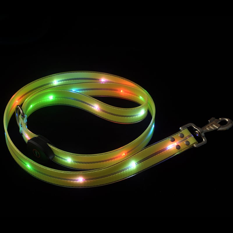 Višebojni PVC povodac za kućne ljubimce s LED osvjetljenjem, za vanjsku upotrebu, USB punjenje