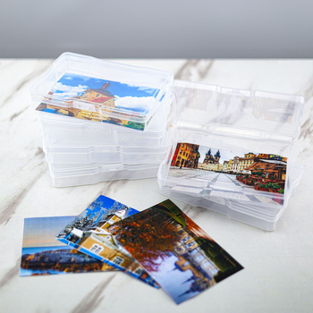 Prozirna stolna kutija od plastike s pregradama za dokumente, čestitke i fotografije – 4x6 inča (18,5×21×14 cm), PP plast