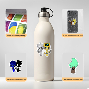 50 listova Rhythm Box graffiti naljepnica za čašu vode i mobitel – vodootporne dekorativne naljepnice, kreativne naljepnice za igre