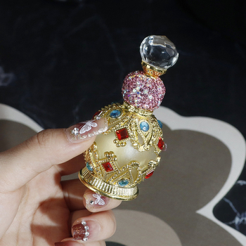 15 ml hordozható üveges esszenciális olaj – pipettával és rhinestone díszítéssel – zománcos arany