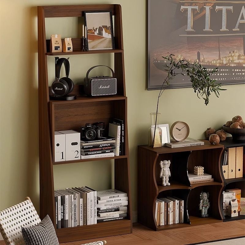 Персонализирана масивна дървена подова стойка за съхранение, винтидж стенна полка за списания и книги, полка в стил Korean Ins, многоуровнева