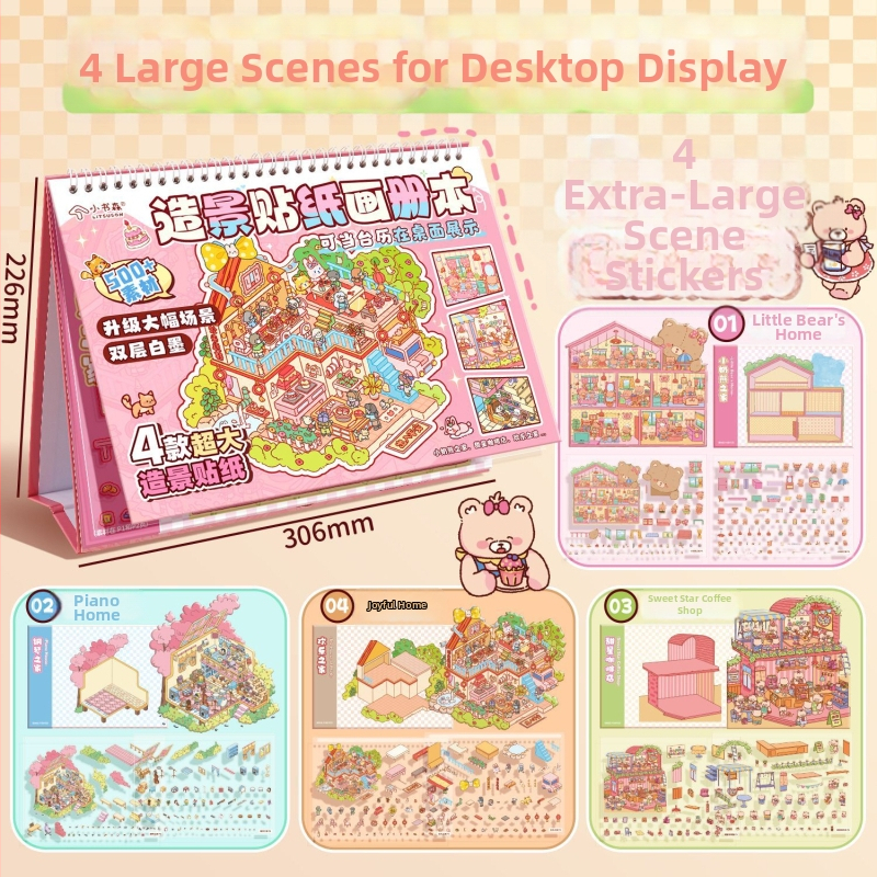Veľká sada samolepiek s krajinami a mini scénami – ručne vyrobené DIY potreby pre zápisník