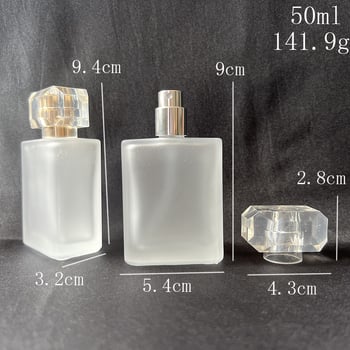 50 ml üveg parfümhöz csavaros kupakkal, matt felületű átlátszó üveg, üres spray palack kozmetikumokhoz