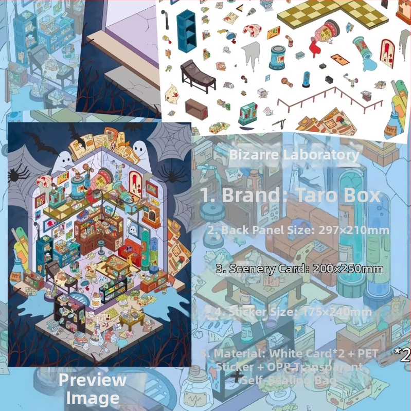 Taro pasta malá krabička 1.0 – samolepky krajinky, miniatúrna scéna 3D domček pre DIY Li Li Li