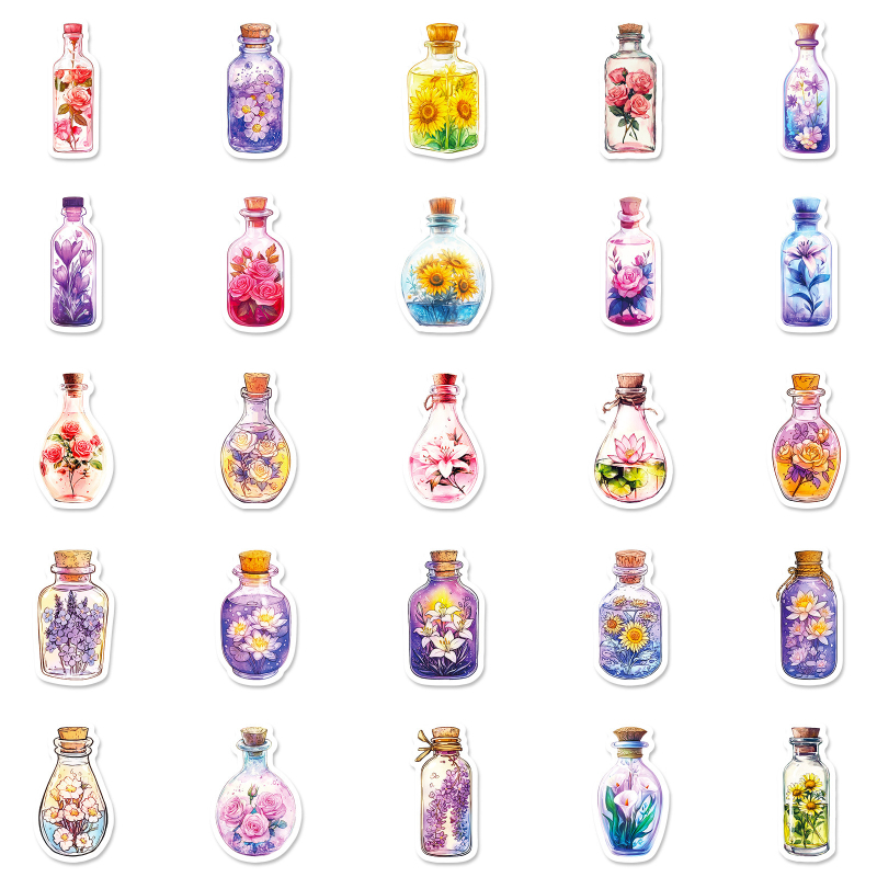 50 komada kreativnih naljepnica s cvjetnim grafitima, nordijskog retro stila, za dekoriranje zida