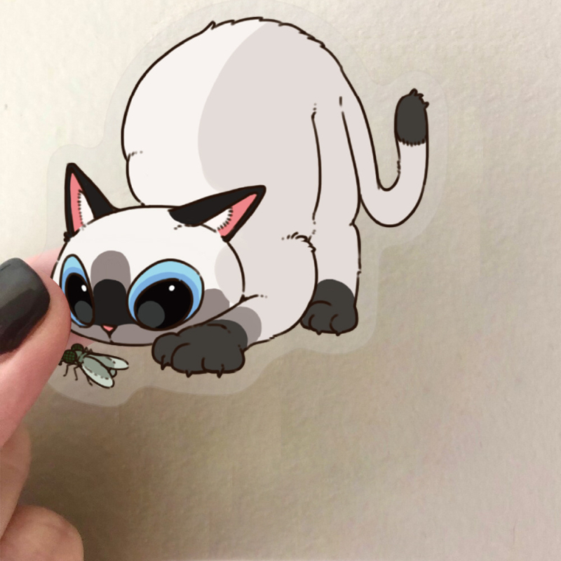 50 karikatura PET naljepnica s mačjim ogrebotinama – slatke mačke za DIY dnevnik, vodootporne za kacigu za skateboard