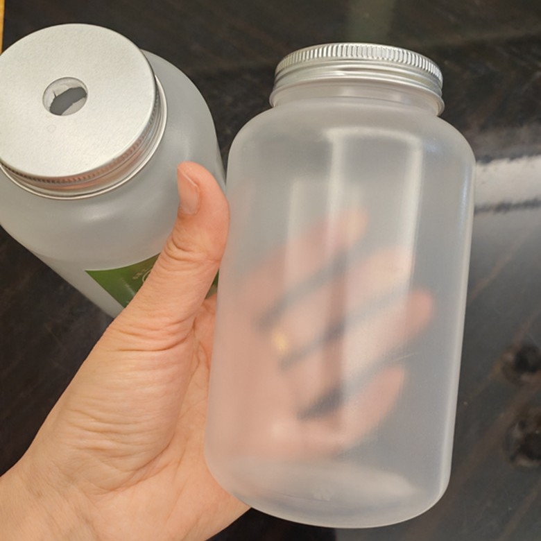 500 ml PP műanyag palack tej-tea italhoz, alumínium fedéllel, hőálló