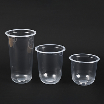 Jednokratna U-oblik čaša, prozirnog PP, prilagodljiva, kapacitet 360/500/700 ml, za mliječni čaj, sok i kavu, sa 95 mm slamkom