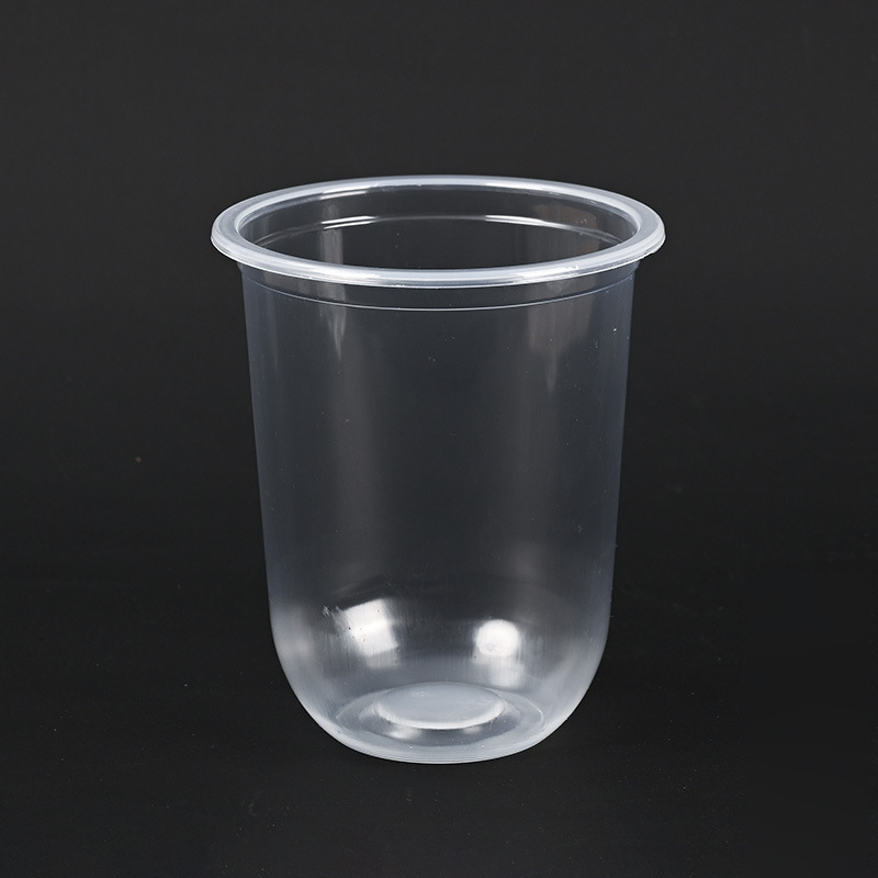 Jednokratna U-oblik čaša, prozirnog PP, prilagodljiva, kapacitet 360/500/700 ml, za mliječni čaj, sok i kavu, sa 95 mm slamkom