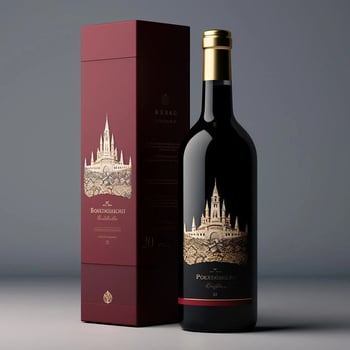 Kutija za vino s dvije boce crnog vina, prilagodljiva za jednu ili dvije boce, s preklopnim poklopcem i otiskom