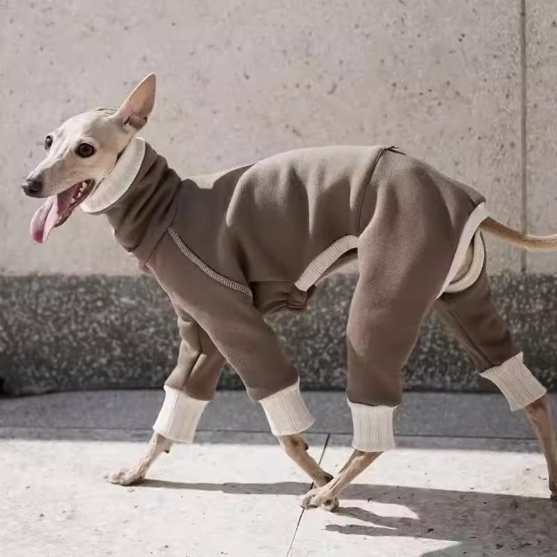 Whippet jakna za pse s flisom – topla, s visokim ovratnikom, mikroelastična