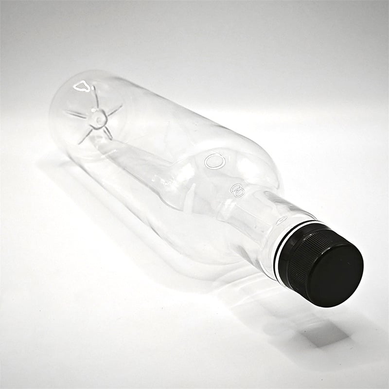 Élelmiszerbiztonságos, vastag, átlátszó PET-palack, 750 ml, kerek, üres borosüveg