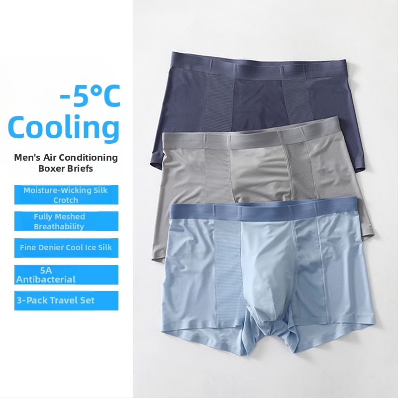 Mrežaste muške gaćice od Ice Silk, ljetne, prozračne, srednji pojas, 3-dijelni set