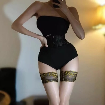 Nova stil seksi sjajna čipkasta čarapa iznad koljena, crna Aurora efekt, ultratanke za žene