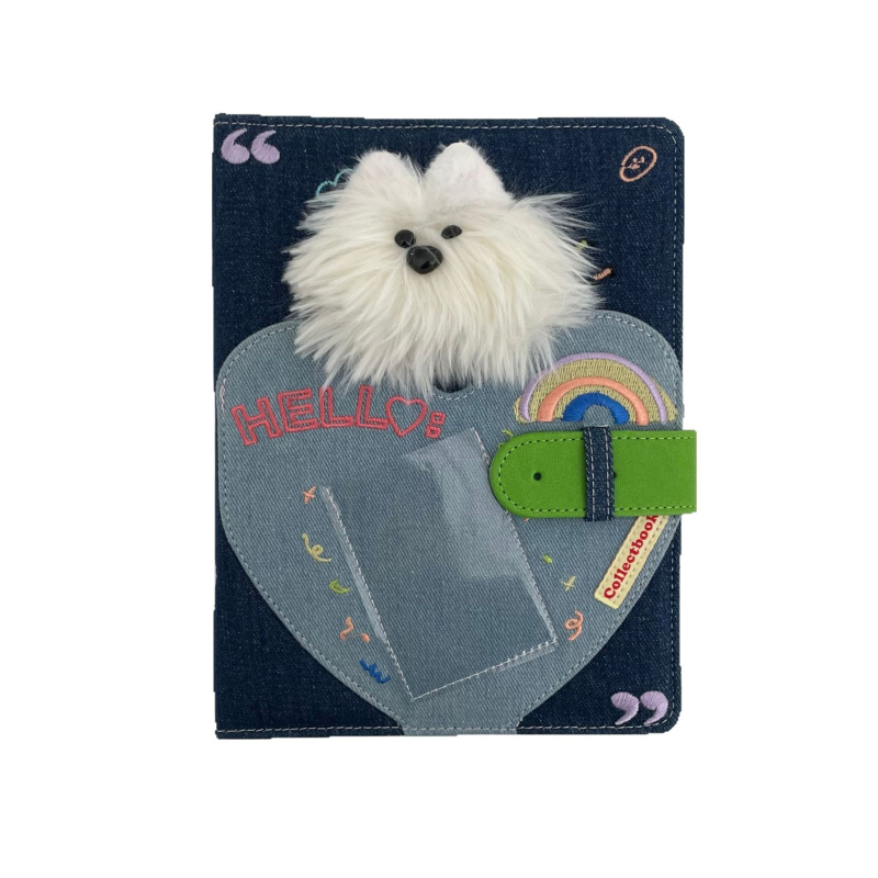 A5 plišano štene u denimu, foto-album za kartice sa 4 džepa, rastavljive stranice, za Instax Mini fotografije, DIY fotoalbum.