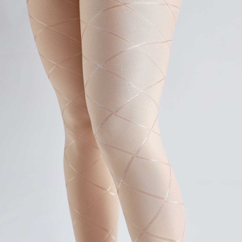 Najlon čarape s križnim jacquard uzorkom, sjajnog izgleda, srednje debljine, plus veličina