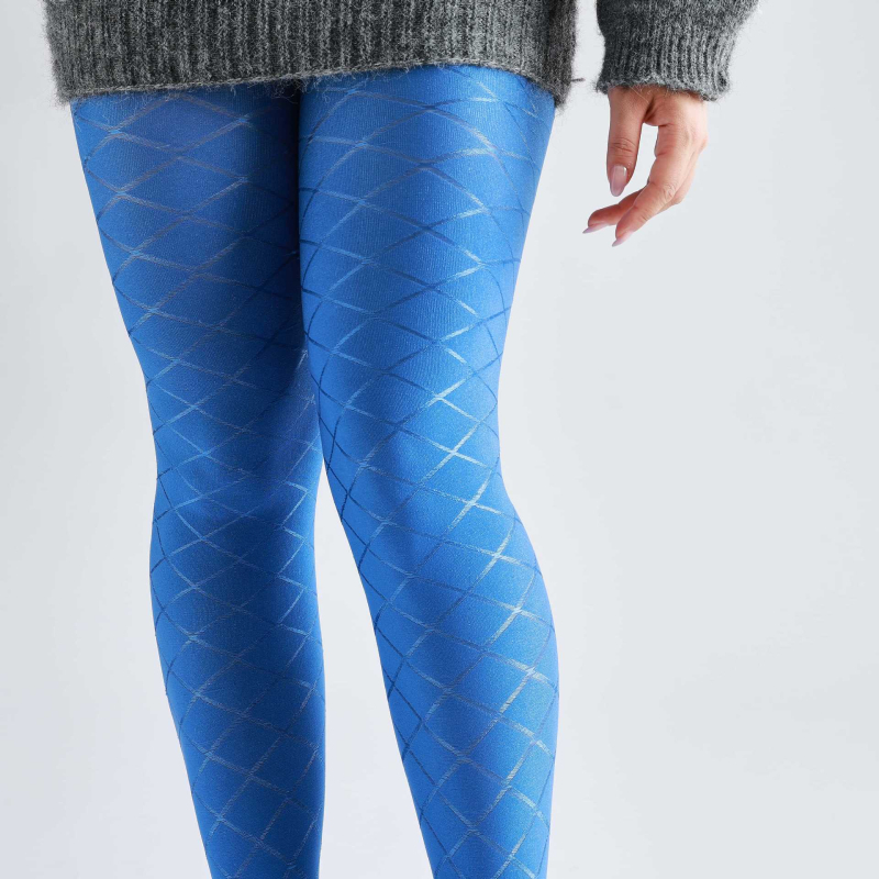 Najlon čarape s križnim jacquard uzorkom, sjajnog izgleda, srednje debljine, plus veličina