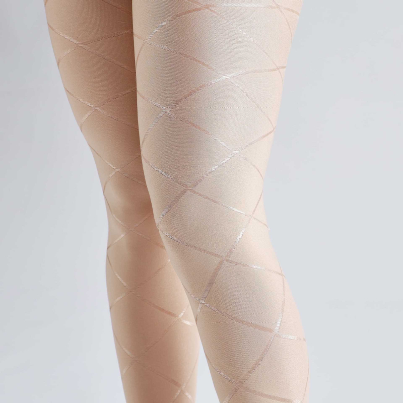 Najlon čarape s križnim jacquard uzorkom, sjajnog izgleda, srednje debljine, plus veličina
